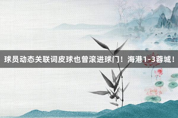 球员动态关联词皮球也曾滚进球门！海港1-3蓉城！