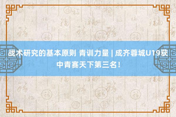 战术研究的基本原则 青训力量 | 成齐蓉城U19获中青赛天下第三名！