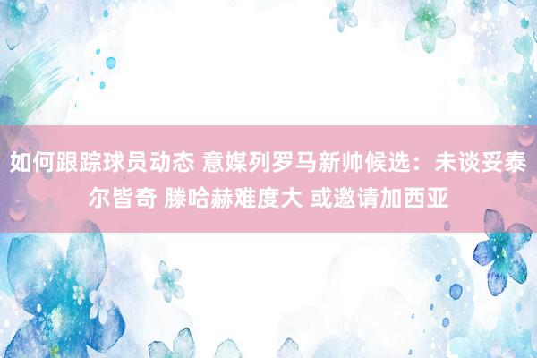 如何跟踪球员动态 意媒列罗马新帅候选：未谈妥泰尔皆奇 滕哈赫难度大 或邀请加西亚