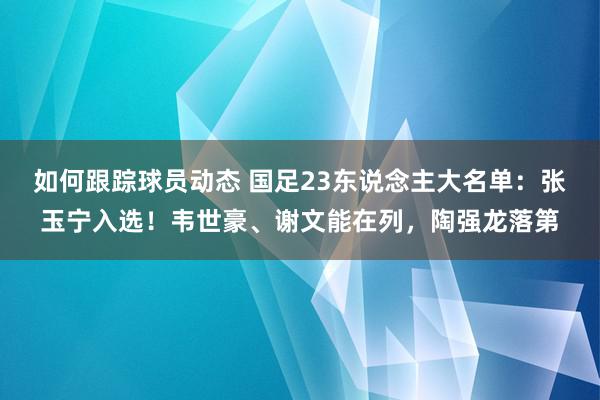 如何跟踪球员动态 国足23东说念主大名单：张玉宁入选！韦世豪、谢文能在列，陶强龙落第