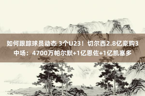 如何跟踪球员动态 3个U23！切尔西2.8亿豪购3中场：4700万帕尔默+1亿恩佐+1亿凯塞多