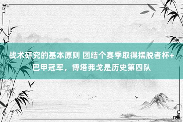 战术研究的基本原则 团结个赛季取得摆脱者杯+巴甲冠军，博塔弗戈是历史第四队