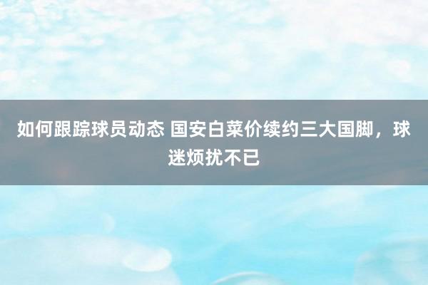 如何跟踪球员动态 国安白菜价续约三大国脚，球迷烦扰不已