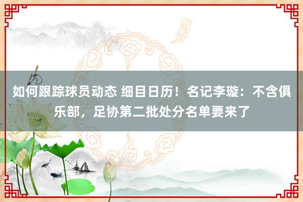 如何跟踪球员动态 细目日历！名记李璇：不含俱乐部，足协第二批处分名单要来了